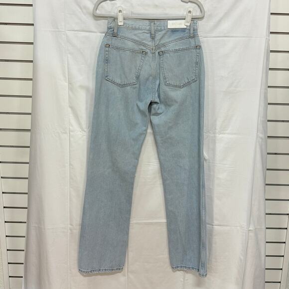 RE/DONE Originals High Rise Loose Fit Distressed Straight Jeans Blue Women's 26 - Picture 4 of 5